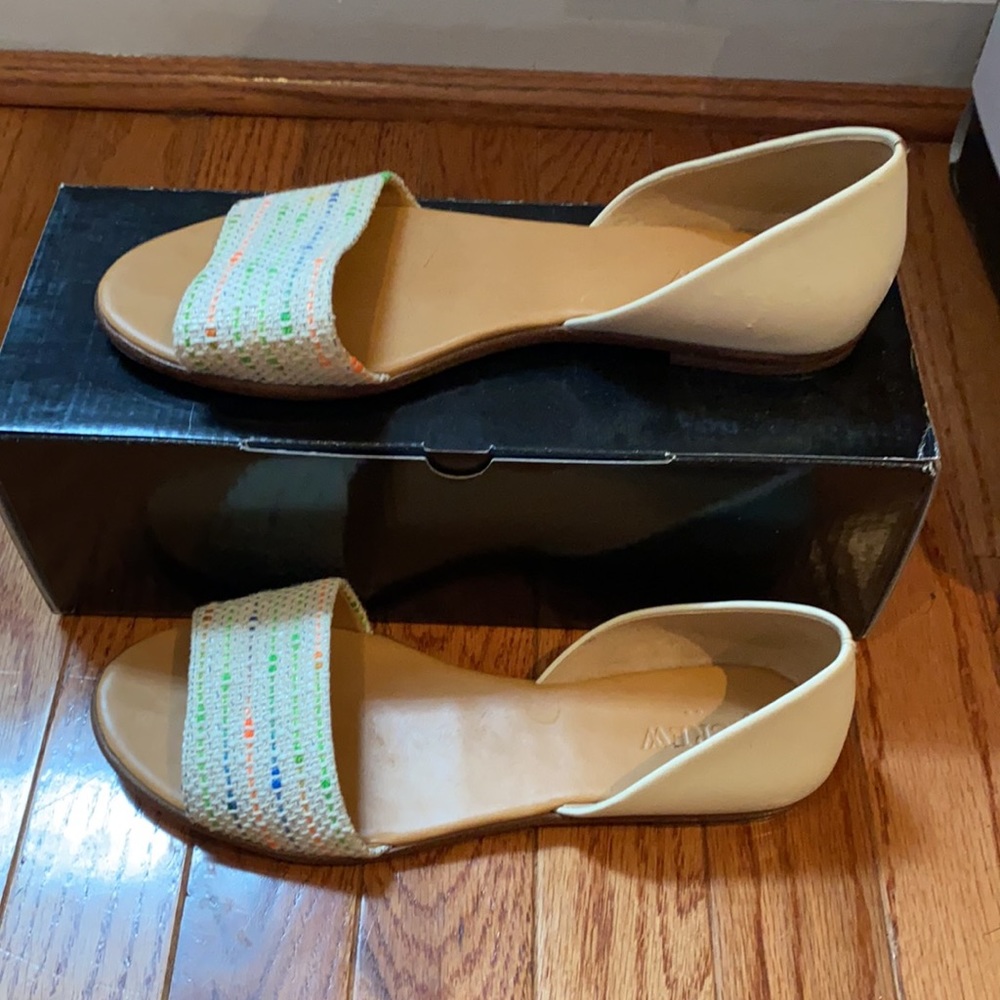 EUC J Crew Tweed Peep Toe D’Orsay Flats